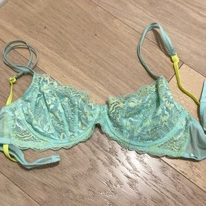 Victoria secret pink blue and green lace bra